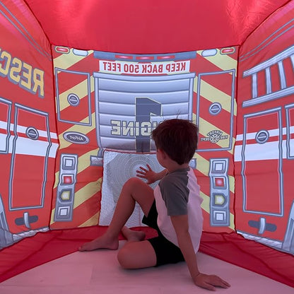 The Original Patented AirFort - Build A Fort in 30 Seconds, Inflatable Fort for Kids, Play Tent for 3-14 Years, A Playhouse Where Imagination Runs Wild, Fan not Included (Firetruck)
