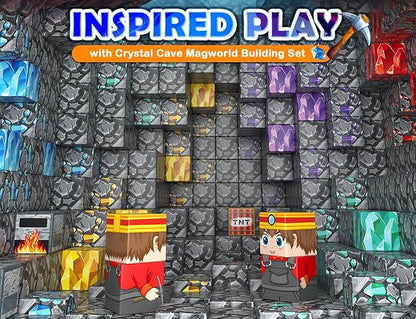 Magnetic Blocks 100PCS 1 inch Magnetic Building Cubes Kids Magnet Toys Crystal Mine Cave Inspired Playset Magworld Add-on Building Craft Sensory Toys Game Gifts for Ages 3-5 4-6 5-7 8-12