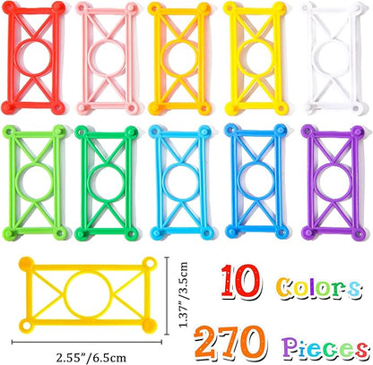 RAINBOW TOYFROG Snap-N-Twist Building Blocks - 270 Piece Set of Flexible Interlocking Math Manipulatives - Open Ended STEM Toys for 5 to 12 Year Old Boys & Girls - Indoor Recess Games for Classroom