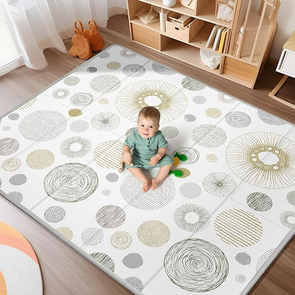 79x71 Baby Play Mat,Extra Large Baby Mat for Floor, Foldable Play XPE Foam Mat, Reversible Crawling Mat for Baby, Safe,Waterproof,Thick Playmats for Babies and Toddlers,Indoor Outdoor Use