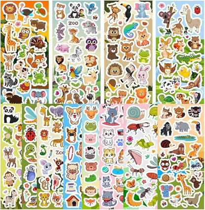 36 Sheets Animal Stickers for Kids, 700+ Cute Animal Stickers for Scrapbooking, Teachers Classroom Prizes, Goodie Bag Stuffers, Birthday Gift Idea, Party Favors, Decorations