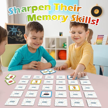 Aizweb CVC Word Match Game - 60 Pc Toddler Card Games for Kids Ages 3-6, Phonics Flash Cards for Preschool & Kindergarten Learning Activities, Educational Toys for Home School Supplies