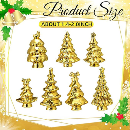 Thyle 140 Pcs Mini Golden Christmas Trees for Xmas Decorations Christmas Vase Filler Small Golden Xmas Tree Statue for Home Table Scatters Favor Vase Filler