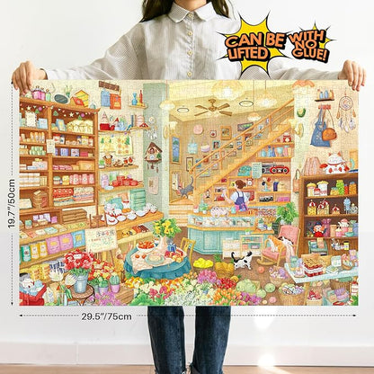 MOMIBOOK Puzzles for Adults 1000 Pieces Jigsaw Puzzles of Carefree Store, Painting Image Grocery Shop Puzzle Difficult Challenging Hard Impossible Puzzle Unique Funny Party Christmas Birthday Gifts