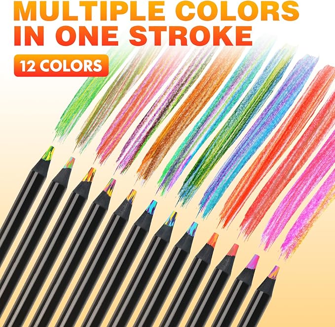 nsxsu Stocking Stuffers Art Supplies, 12 Rainbow Colored Pencils for Adults Kids, Teen Girl Gifts Trendy Stuff, Multicolored Cool Fun Pencil for Drawing Painting Sketch, School Supplies Party Favor