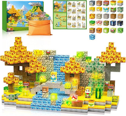 200PCS Magnetic Building Blocks - Light Up Magnetic Blocks Cubes, Stacking Magnet Blocks Building Toys, School STEM Toys for 3 4 5 6 7 8-12 Year Old Toddlers Boys Girls Birthday Thanksgiving Gifts