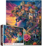 Portrait Woman 1000 Piece Jigsaw Puzzle Seaside House Landscape Jigsaw Puzzles for Adults Gifts Surreal Earth Girl Challenging Puzzle Perfect for Game Nights