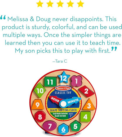 Melissa & Doug Shape Sorting Clock - Wooden Educational Toy