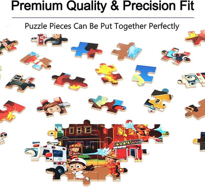 LELEMON Puzzles for Kids Ages 4-6, Fire Fighting 60 Piece Puzzles for Kids Ages 3-5 in a Metal Box, Educational Jigsaw Puzzles Childrens Puzzle Games Puzzle Toys for Girls and Boys