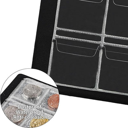 Coin Collection Album - Coin Holder Book Coin Storage Album Money Penny Pocket for Collectors CS01 (Red, Pocket Size 30x30mm/1.2x1.2 in[120 Pockets])