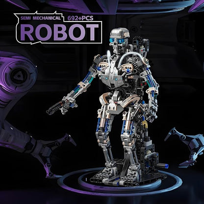 Mechanical Skeleton Robot Building Block Toy 692+Pieces Twistable Body and Poseable Design can be Driven by Hand or Motor Creative STEM Toy for Kids and Adults