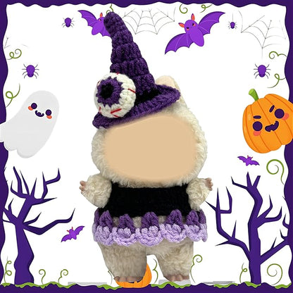 Halloween Clothes for 17cm Doll Outfits, Hat Dress Set for 17cm Dolls, Stylish Adorable Halloween Clothes Accessories (No Doll)
