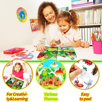Sticker Book for Kids, 230+ Dinosaur & 240+ Insect Stickers & 16 Scenes, Reusable Activity Sheet, Seek and Find Sticker Coloring Pad, for Boys Girls Toddlers Ages 2-4 4-8 Years Old 3-5 6-7