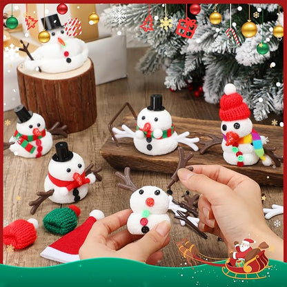 Shappy 24 Pack Christmas Snowman DIY Craft 326 Pcs Build Craft Kit Christmas Decoration Air Dry Modeling Clay for Winter Party DIY Gift Indoor Outdoor Holiday Decoration(Foam Snowman)