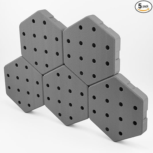 Hexagon Pegboard Tiles, 4.5"x4" each, 5-Pack, Normal-Sized Holes, Make Custom Designs, Easiest to Mount, Expand Existing Pegboard or Fill In Unused Space, Hexboard (Space Gray, 4-inch)