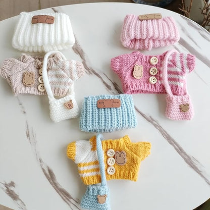 15cm & 17cm Doll Clothes Outfits Set - Premium Dress Up Bundle with Exquisite Accessories | Soft Fabric Fashion Doll Costume for 15-17cm Dolls (3set Yellow+Pink+Khaki)