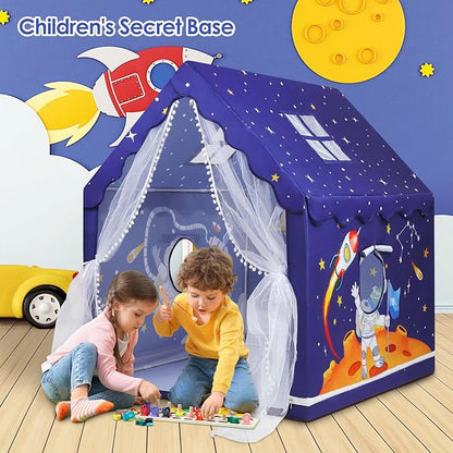Kids Tent Blue Space Toddler Playtent for Boys,Large and Foldable Kids Playhouse with Windows, Portable and Lightweight Play Tent Indoor&Outdoor for Gift to Toddlers