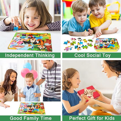 Puzzles for Kids Ages 4-8, 60 Piece Puzzles for Kids Ages 3-5 in a Metal Box Girls and Boys Learning Educational Jigsaw Puzzle Toys Gifts