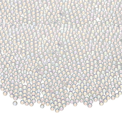 Iridescent Glass Tiny Bubble Beads, 2.0-2.5mm 10g No Hole Micro Mini Round White Transparent Water Droplets Beads - Applications: for Resin Filler, Nail Art, Dollhouse Bath Tub
