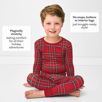 Little Sleepies Two-Piece Pajama Set for Boys & Girls, Soft Viscose from Bamboo Toddler Pajamas for Kids, Family Matching PJs