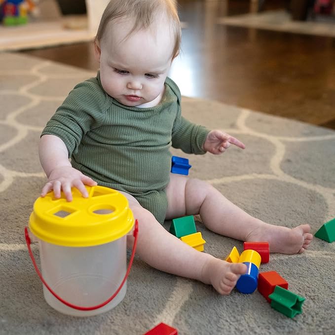 Shape Sorter Bucket – 12-Piece Toddler Math & Fine Motor Skills Toy, Special Needs-Friendly Sorting and Matching Activity