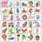 Partywind 408 Glitter Styles Kids Temporary Tattoos for Boys Girls, Individually Wrapped Tattoo Stickers for Kids Party Goodie Bag Stuffers, Birthday Party Supplies Favors for Children Games