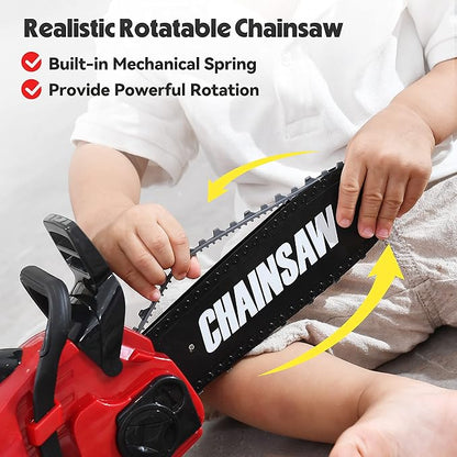 Toy Choi's Toy Chainsaw - Chainsaw Toy for Kids Power Tool Set with Realistic Sound, Pretend Play Kids Chainsaw Tool Set for Outdoor Gardening Play - kids toy for Boys Girls Ages 3 4 5 6 7 8 Years Old