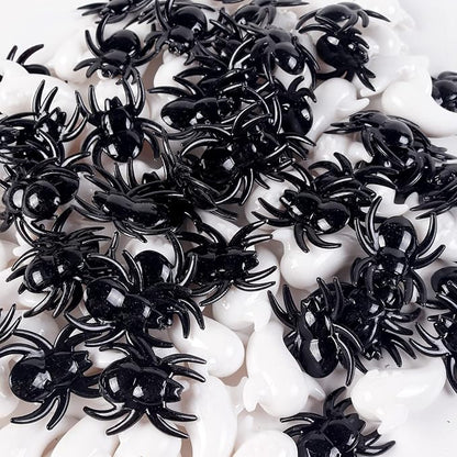 Crazy Night 50Pcs Realistic Spider Toys Halloween Vase Filler Prank Props Mini Acrylic Spider