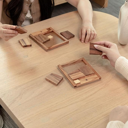 The Square Deal: Wooden 3D Brain Teaser Puzzle – STEM Skill Builder, Tangram Game, Educational Problem Solving for Adults, Unique Handmade Mechanical Puzzle