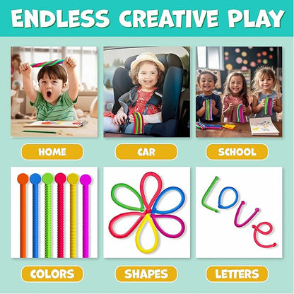 BUNMO Stretchy Strings - Sensory Toys - Stimulating & Fun Sensory Toys for Kids - Fidget Toy - Hours of Fun for Kids - Non-Mouthable Toy 3+ - Textured 6 Pack