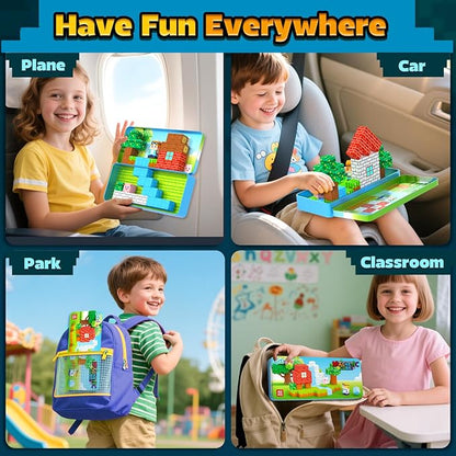 Magnetic Blocks Kids Travel Toys with Portable Metal Tin – Montessori Building Blocks STEM Magnet Magnetic Tiles Toddler Kids Toys for 3+ Year Old Boys & Girls, Classroom Must Haves Creative Gift