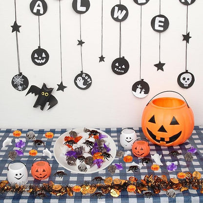 120pcs Halloween Acrylic Sensory Bin Filler, Mini Acrylic Pumpkin Ghost Skull Spider Witch Hats Gems Table Scatter Vase Filler for Autumn DIY Crafts Home Centerpieces Table Decorations