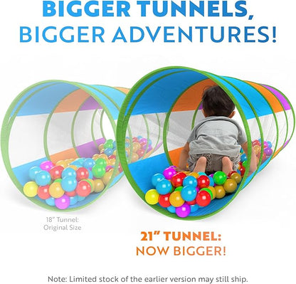 Playz 5-Piece Kids Pop up Play Tent Crawl Tunnel and Ball Pit with Basketball Hoop Playhouse for Boys, Girls, Babies, and Toddlers (Purple, Orange, Yellow, Red, Blue)