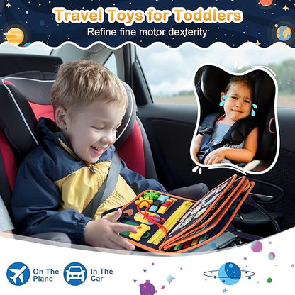 Toddler Busy Board Montessori Toys: for Toddlers 1-3 Year Old Educational Activity Book Sensory Board Travel Toy Ages 2-4 3-5 Learning Fine Motor Skills Preschool Quiet Book Gift for Boys Girls Kids