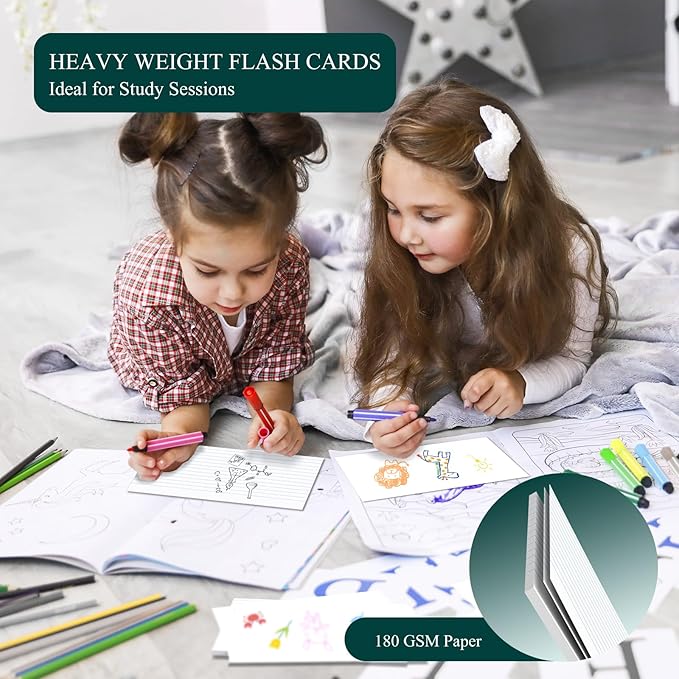 300 Count Index Cards 4x6 Flash Cards White Flashcards for Studying, Ruled 4x6 Index Cards, 10 Pack Notecards, Lined Index Card, Lined on Front, Blank on Back, 4 x 6 Card Stock Paper, White Card