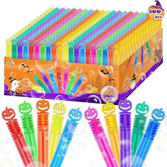 300 Piece Halloween Party Favor Bubbles, Halloween Bubble Wands Bulk for Kids Party Favor Supplies, Trick or Treat Goodie Bags, School Classroom Game Rewards, Halloween Miniatures