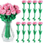 18 Pcs Plush Rose Flower Stuffed Bendable Stems Plush Bouquet Toy Soft Floral 12.6 Inch for Graduation 2025 Mother's Day Valentines Day Girl Girlfriend Wife Family and Friends(Pink Series)