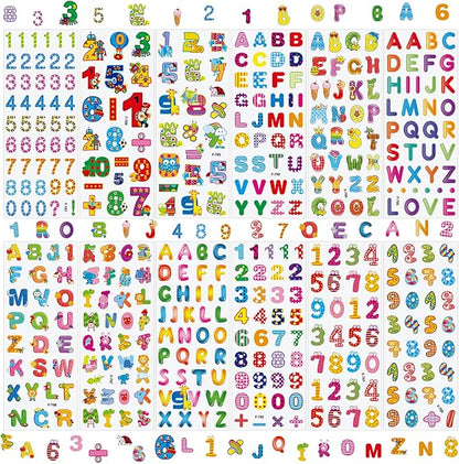 36 Sheets 3D Letter & Number Stickers - 900+ Reusable ABC, 123 Learning Stickers | Non-Toxic PVC Foam | Teacher Supplies, Crafts, Kids Activities