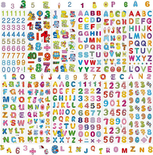 36 Sheets 3D Letter & Number Stickers - 900+ Reusable ABC, 123 Learning Stickers | Non-Toxic PVC Foam | Teacher Supplies, Crafts, Kids Activities