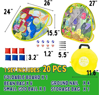 2-in-1 Dinosaur & Animal Bean Bag Toss Game – Double-Sided 27" Target Board with 6 Bean Bags – Outdoor & Indoor Toy for Toddlers & Kids Ages 3-6 – Birthday Gift - Amazon Exclusive