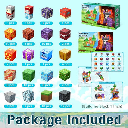 Magnetic Blocks, 1-inch Size Building Toys,Magnetic Cubes Building Blocks Toys for Halloween Christmas Birthday Gift - STEM Sensory Toys for 3+ Years Old Girl Boys