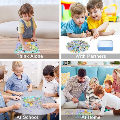 LELEMON Puzzles for Kids Ages 4-6,USA Map 100 Piece Puzzles for Kids Ages 4-8 in a Metal Box, Educational Jigsaw Puzzles 100 Piece Puzzle Games Puzzle Toys for Girls and Boys