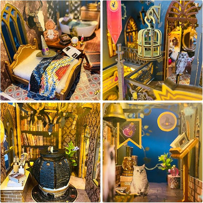 Miniature House Kit, Tiny House Kit with Light, DIY Mini House Building Kits for Adults to Building, Unique Gift for Birthday Christmas, Magic Castle