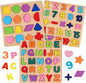 Attmu Wooden Puzzles for Toddlers 1 2 3 4 5 Year Old, Alphabet Number Puzzle Shape ABC Puzzle, 3 in 1 Preschool Educational Learning Toys with Puzzle Board for Girls Boys Set of 3