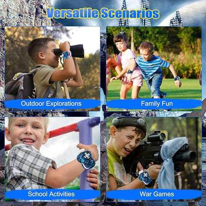 Dinosaur Walkie Talkies for Kids - 2 Way Radios Toys for Boys & Girls Ages 3-12 - Long Range, 3 Channels - Outdoor Adventure, Camping, Hiking Gifts Birthday Gifts (Blue)