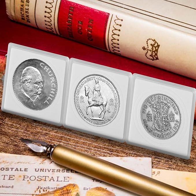 20 Pcs Coin Holders for Collectors, Clear Coin Cases with 5-Size Sponge Gaskets 20/25/30/35/40mm, Plastic Coin Slabs and Coin Protectors for Silver Dollar Collectors Collection Supplies, White