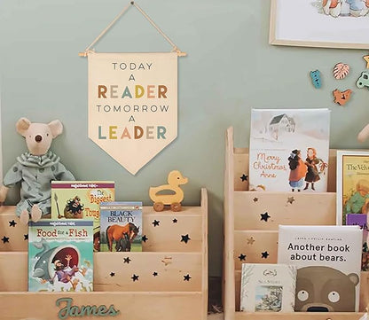 Today A Reader Tomorrow A Leader-Reading Corner Banner-Reading Center Decor-Playroom Decor-Classroom Reading Decor-Canvas Hanging Pennant Flag Banner Wall Sign Decor Gift-Birthday Christmas Gift