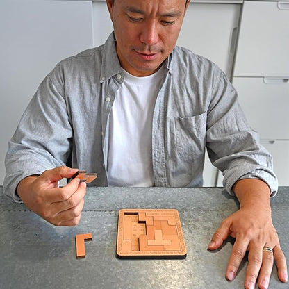 Project Genius Caesar's Calendar Wood Puzzle-A-Day Challenge, 365+ Solutions, Brainteaser Gift for Adults and Kids 8+, True Genius Office Desk Calendar Inspired by Roman Artifact