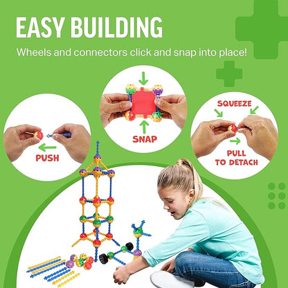 Educational Building Blocks Kit, 176 Pieces, Ages 4-8, Easter Basket Stuffers Gifts for Kids