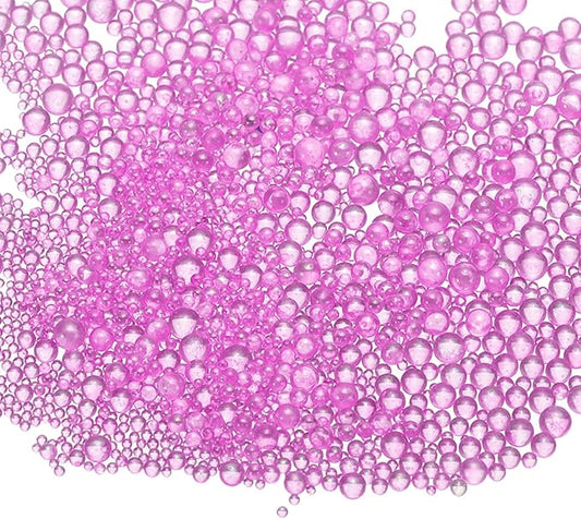 Iridescent Glass Tiny Bubble Beads, 0.4-3mm 10g No Hole Micro Mini Round Magenta Water Droplets Beads - Applications: for Resin Filler, Nail Art, Dollhouse Bath Tub